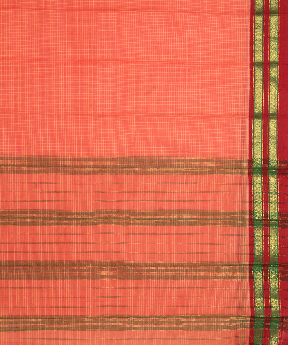 Pink maroon cotton handwoven narayanapet saree