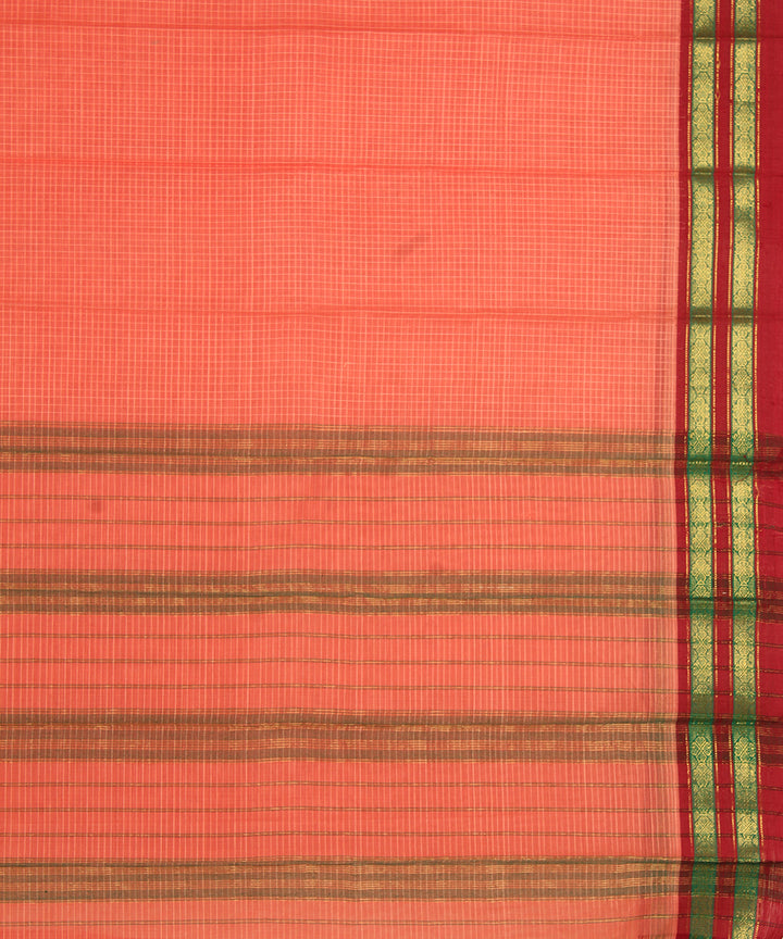 Pink maroon cotton handwoven narayanapet saree