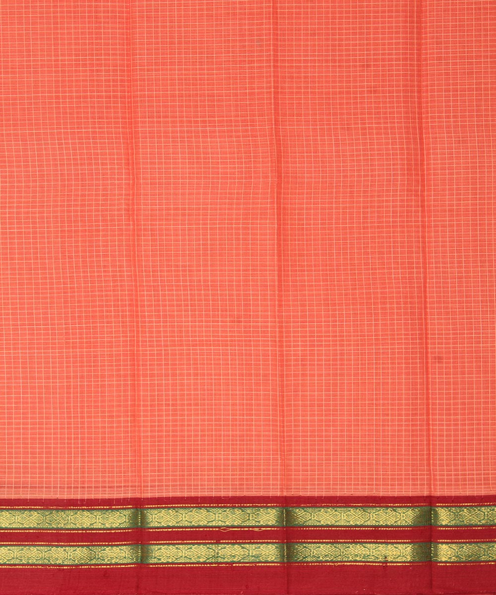 Pink maroon cotton handwoven narayanapet saree