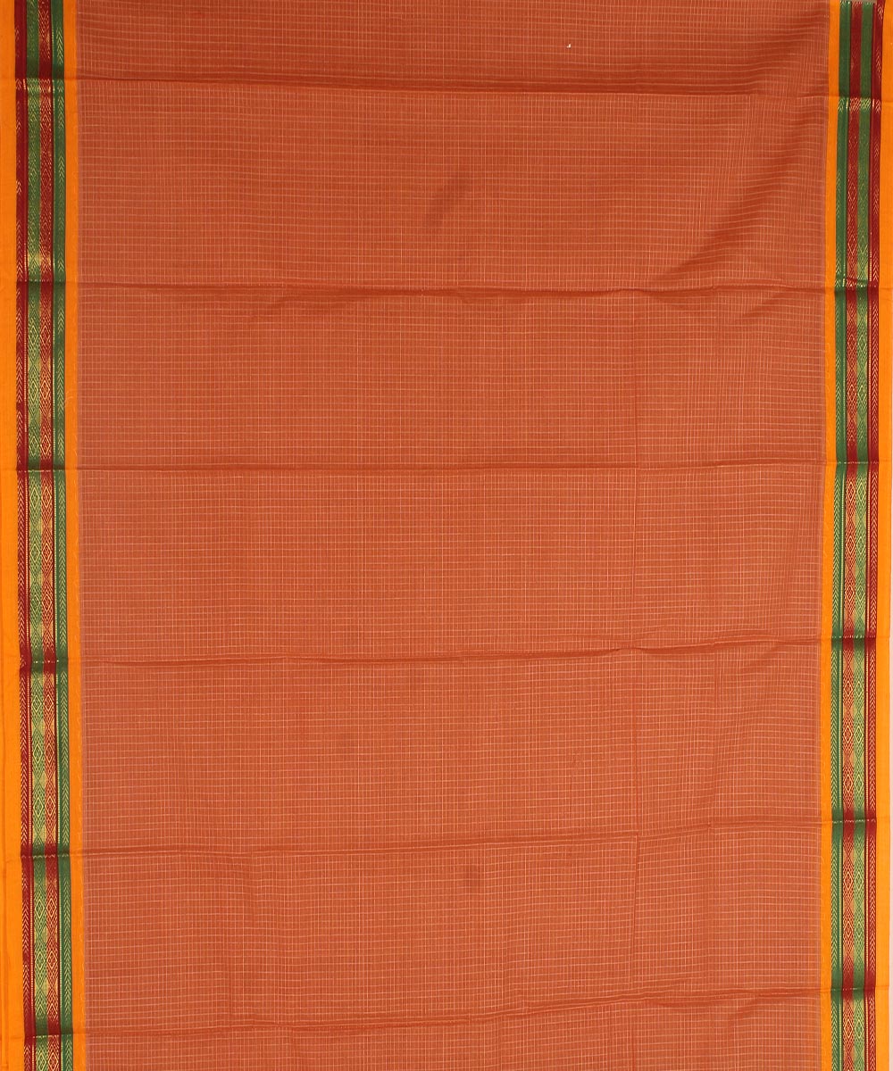 Orange yellow cotton handwoven narayanapet saree