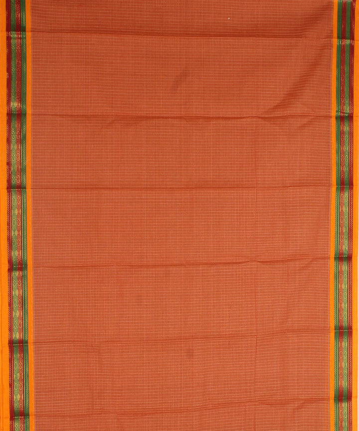 Orange yellow cotton handwoven narayanapet saree