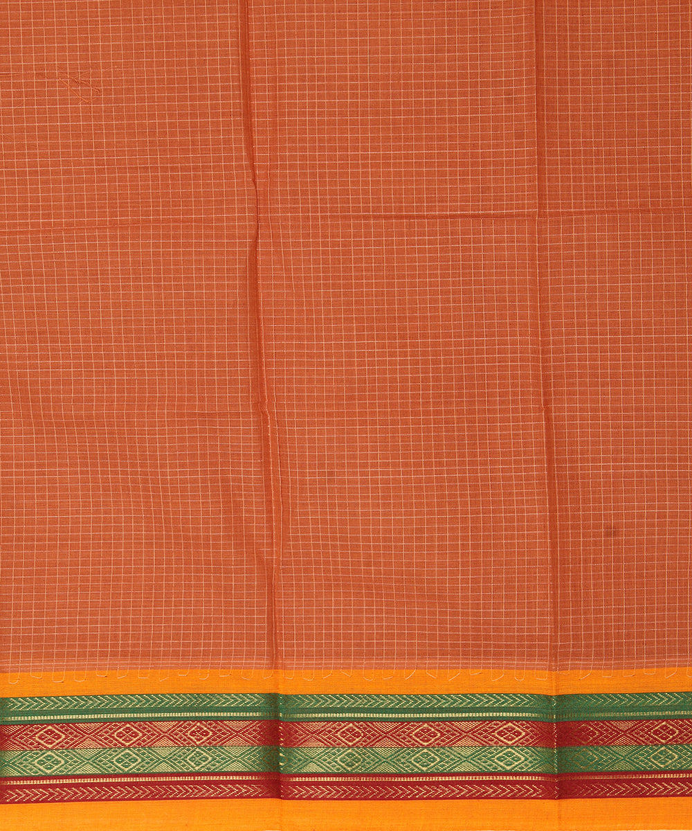 Orange yellow cotton handwoven narayanapet saree