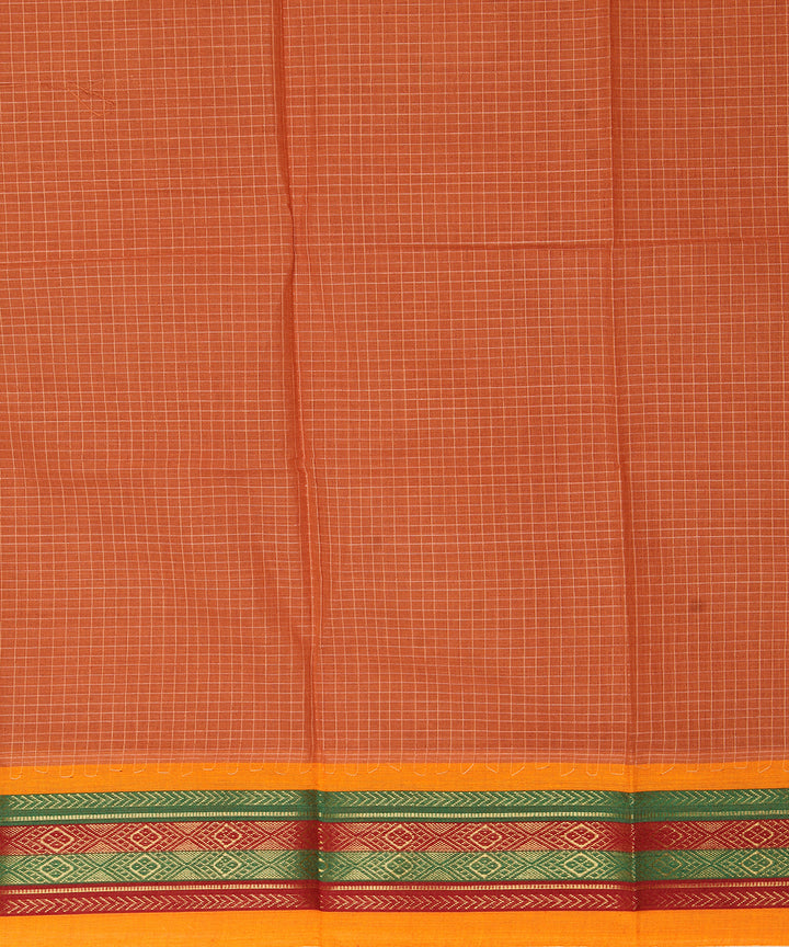Orange yellow cotton handwoven narayanapet saree