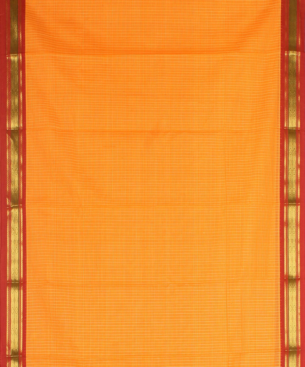 Yellow maroon cotton handwoven narayanapet saree
