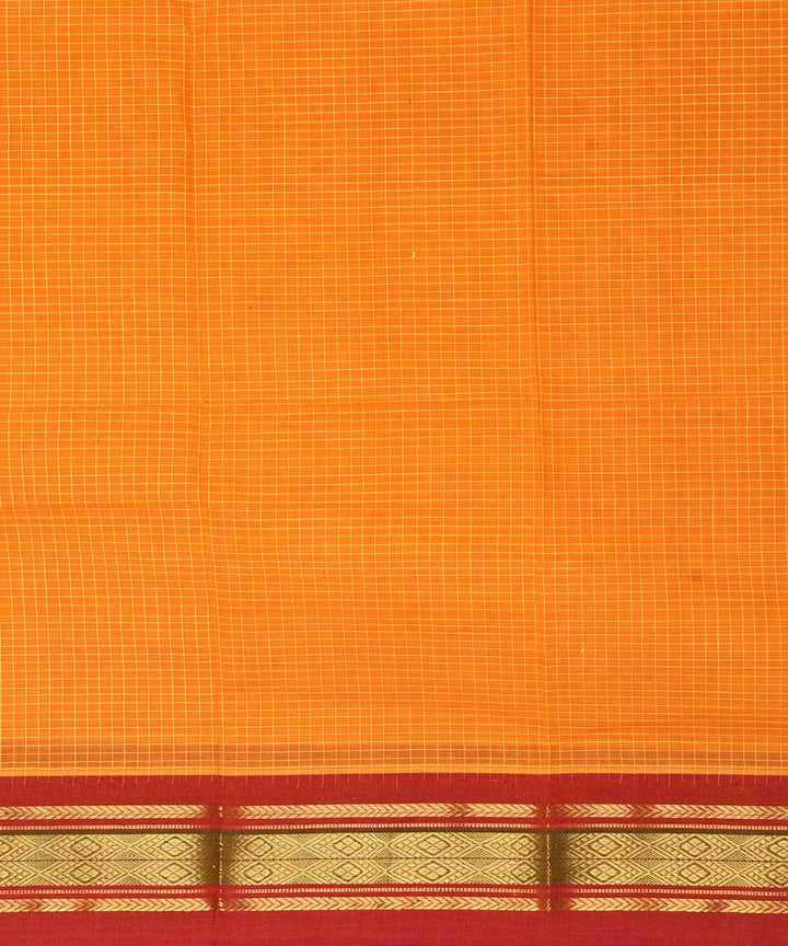 Yellow maroon cotton handwoven narayanapet saree