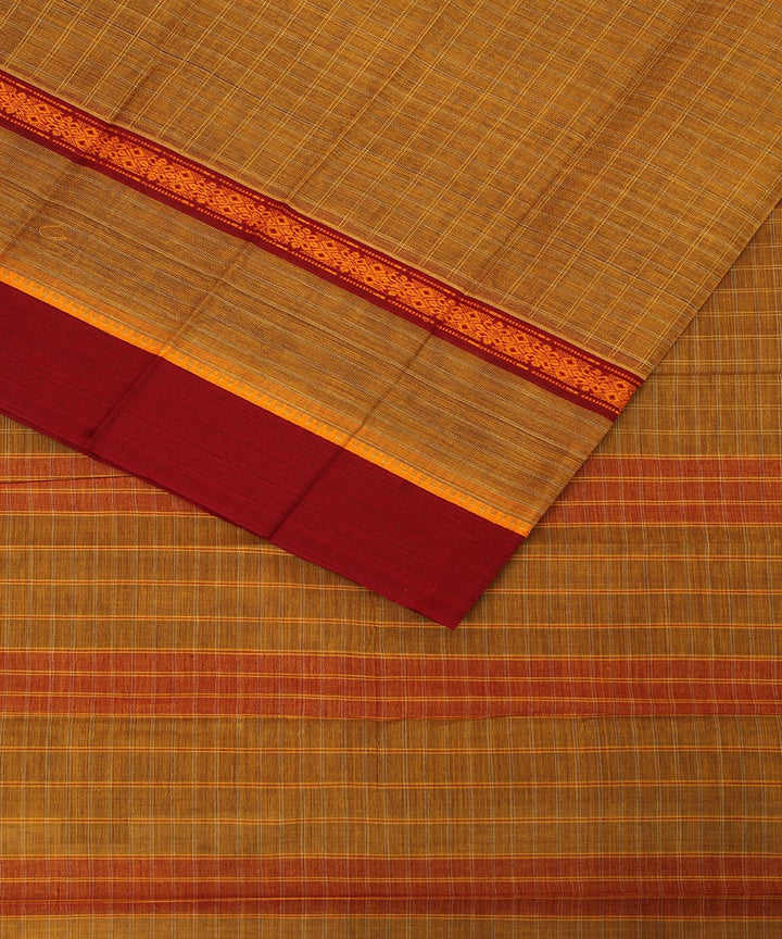 Moss green maroon cotton handwoven narayanapet saree