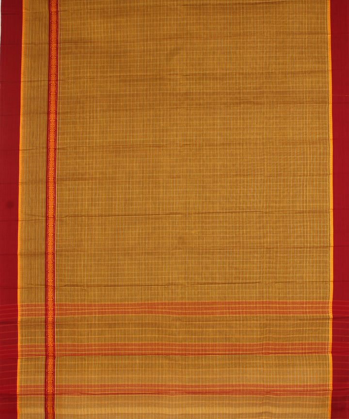 Moss green maroon cotton handwoven narayanapet saree