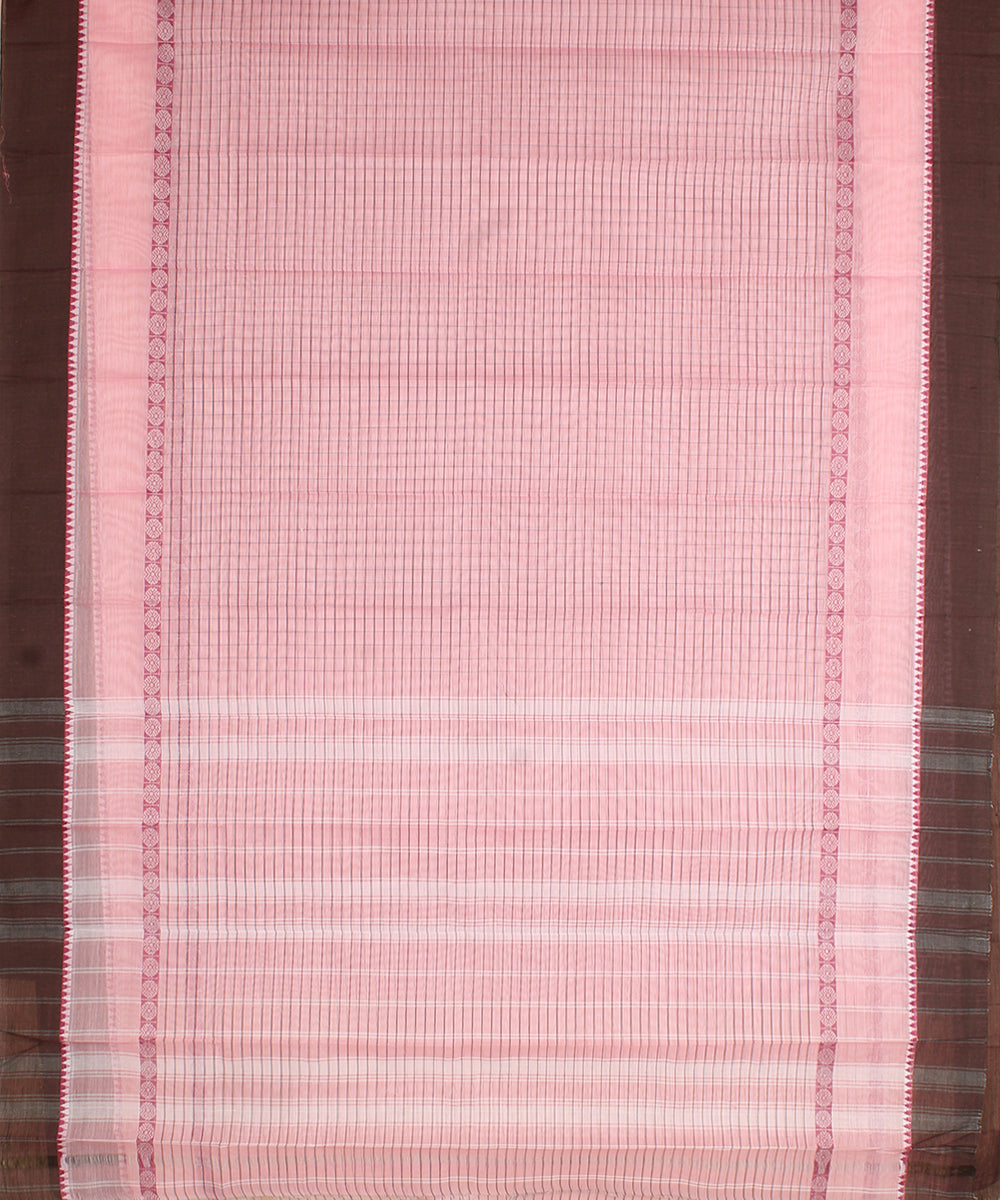 Light pink and black cotton handwoven narayanapet saree