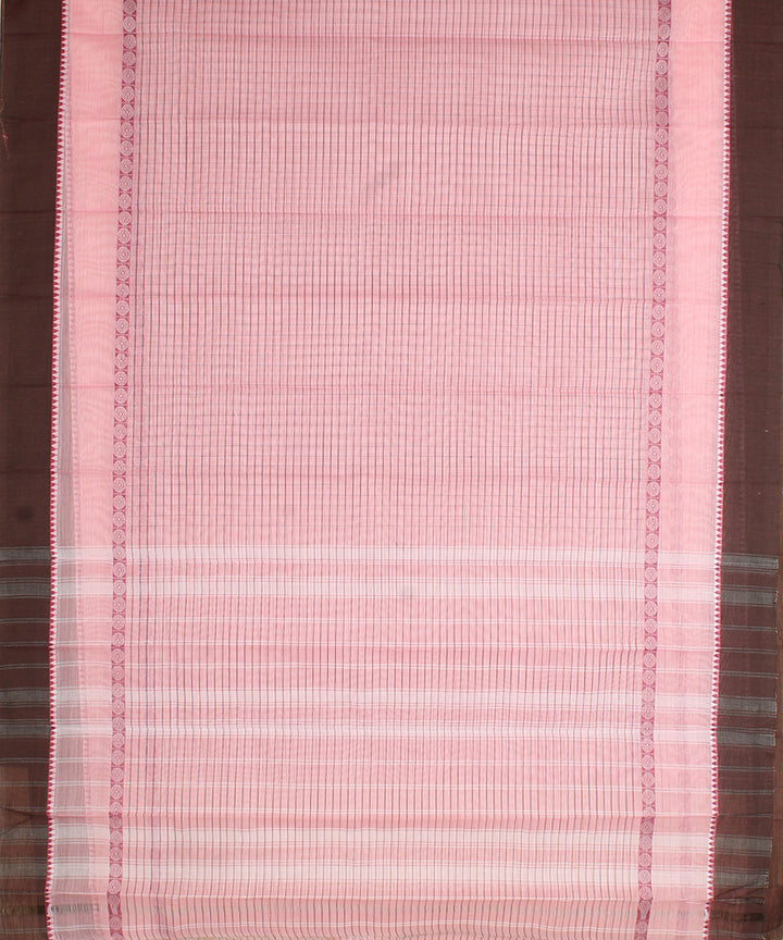 Light pink and black cotton handwoven narayanapet saree