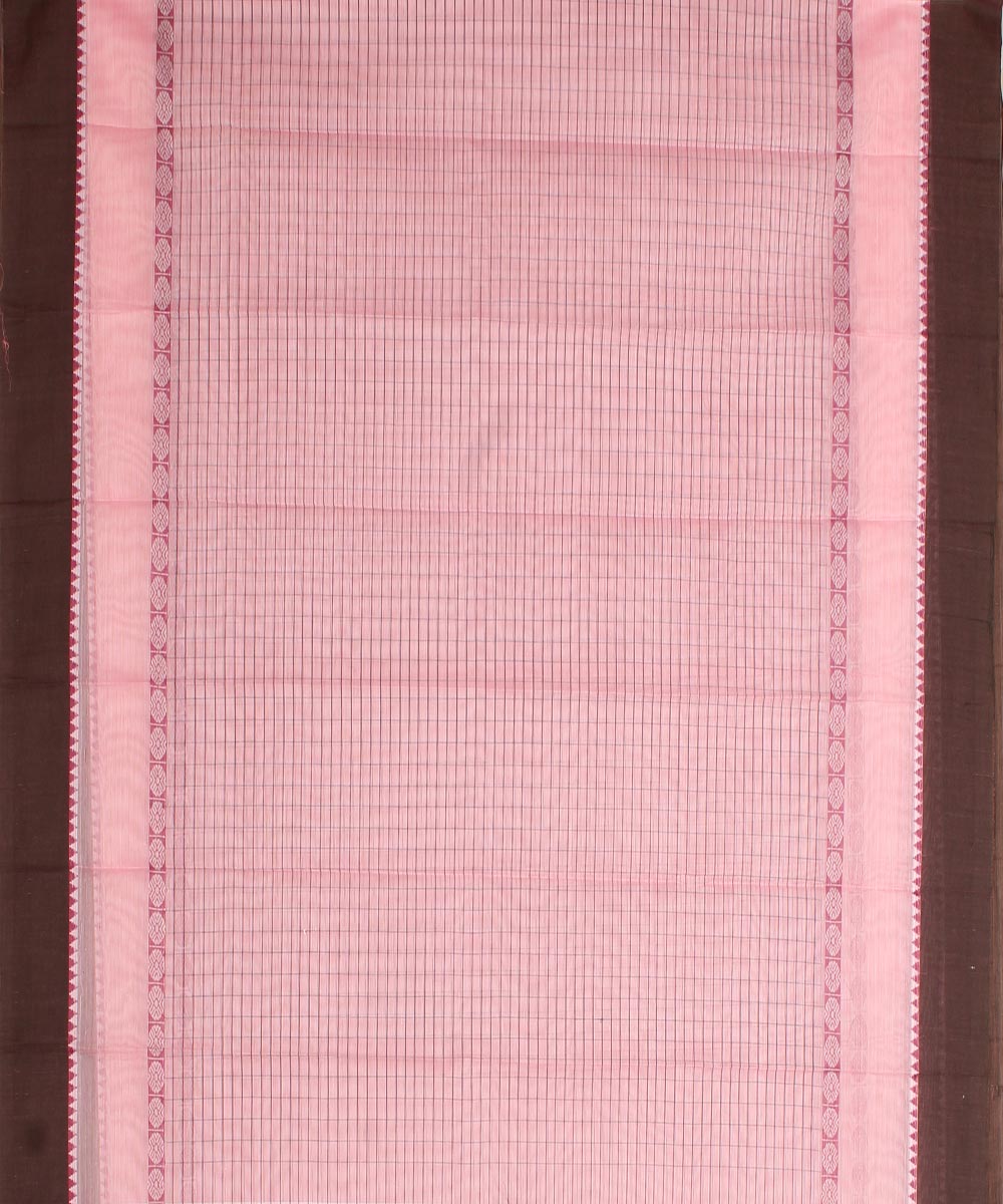 Light pink and black cotton handwoven narayanapet saree