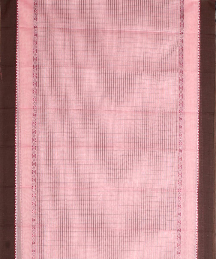 Light pink and black cotton handwoven narayanapet saree