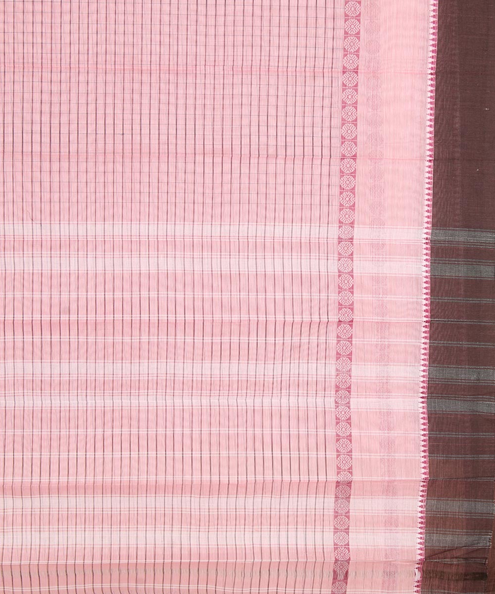 Light pink and black cotton handwoven narayanapet saree