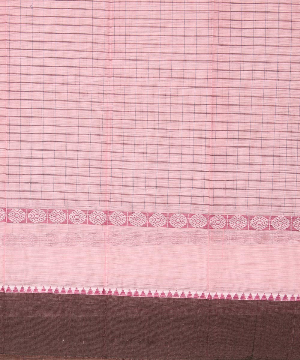 Light pink and black cotton handwoven narayanapet saree