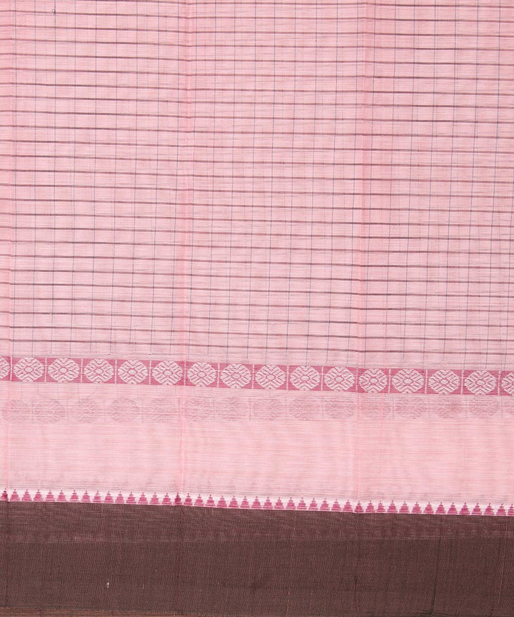Light pink and black cotton handwoven narayanapet saree