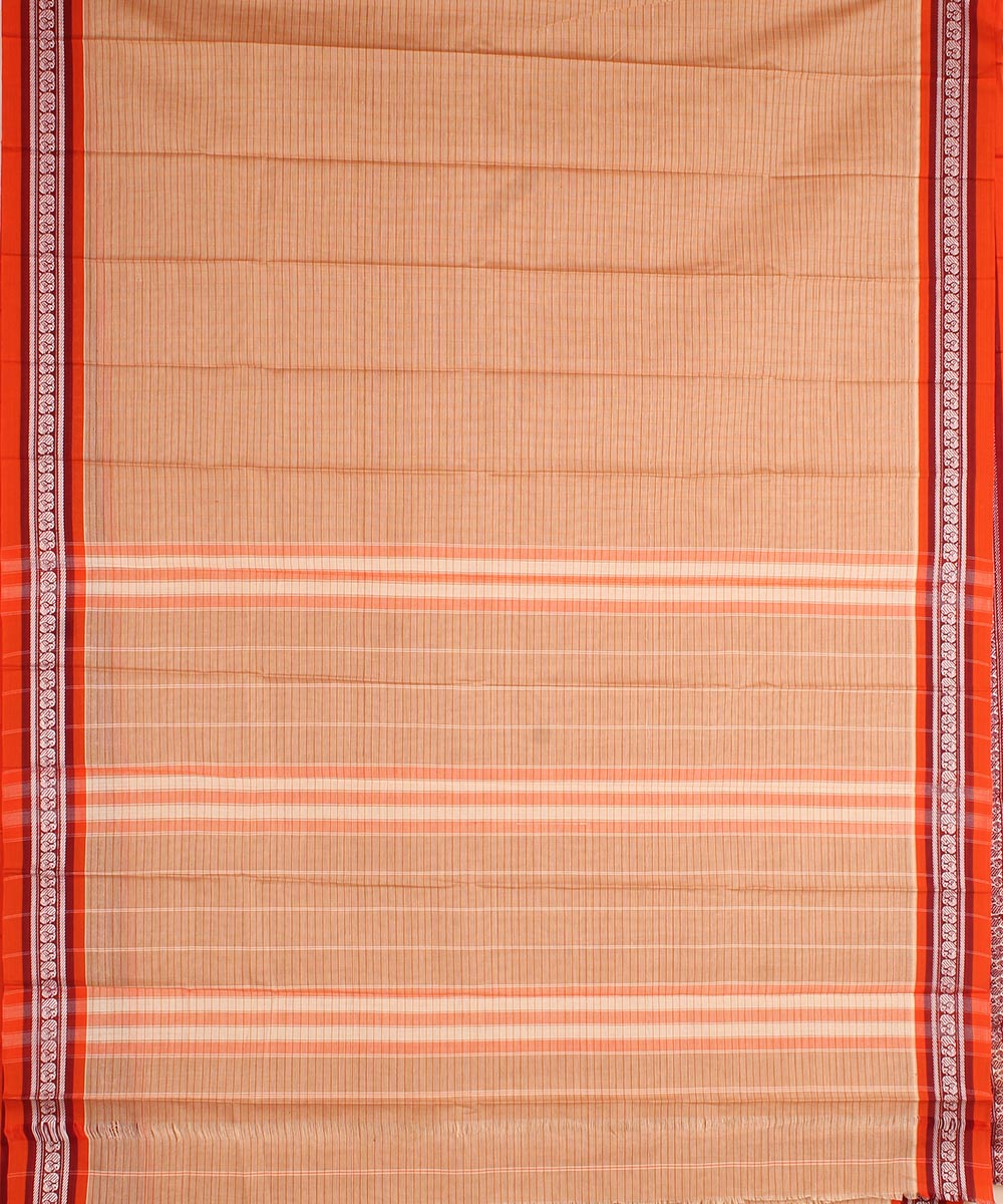 Pale orange cotton handwoven narayanapet saree