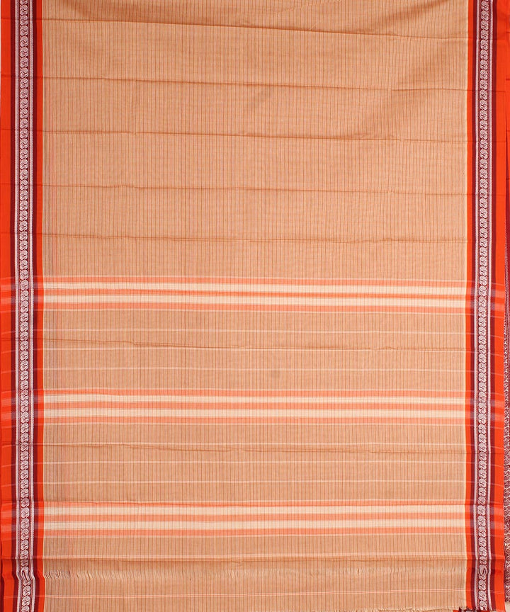 Pale orange cotton handwoven narayanapet saree