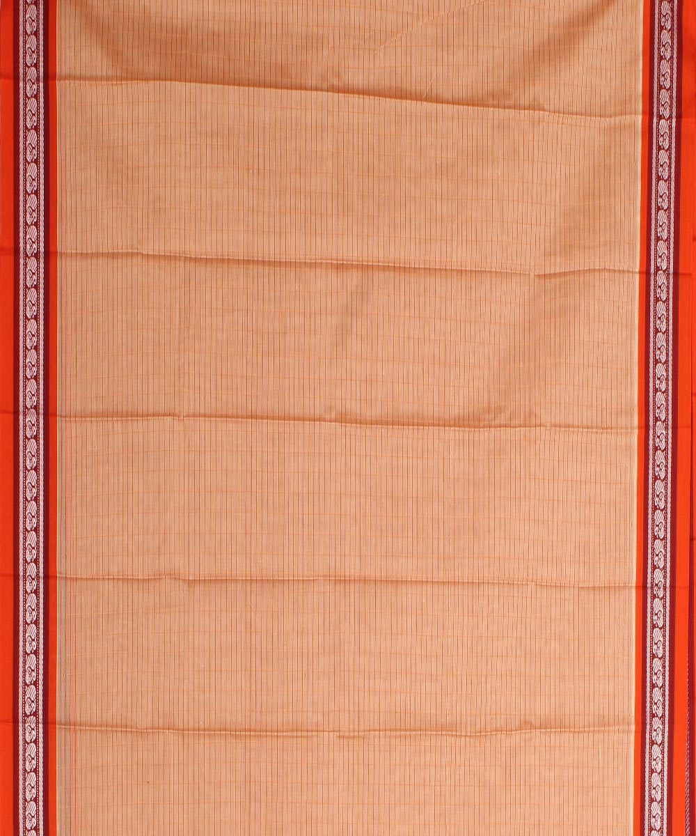 Pale orange cotton handwoven narayanapet saree