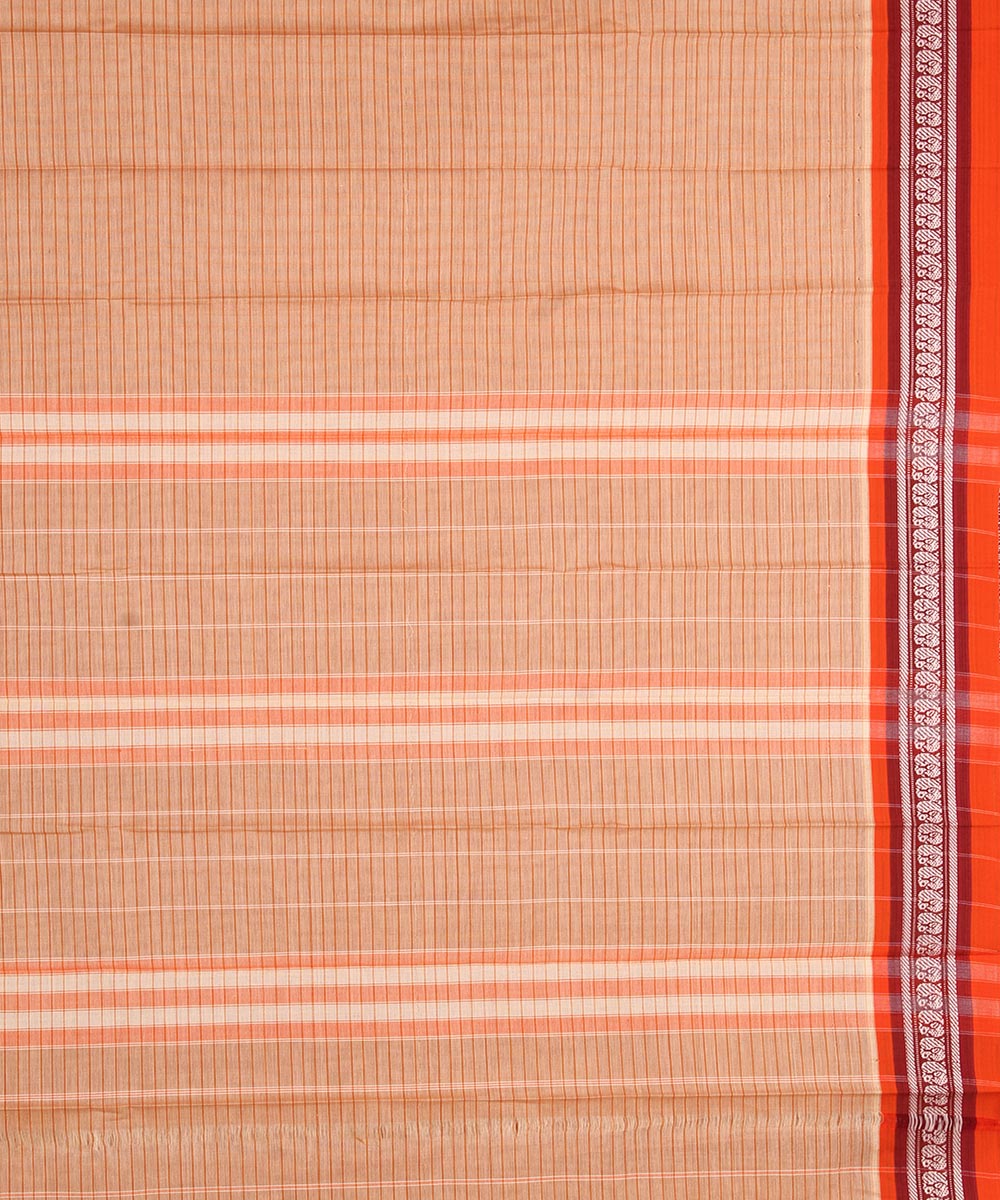 Pale orange cotton handwoven narayanapet saree