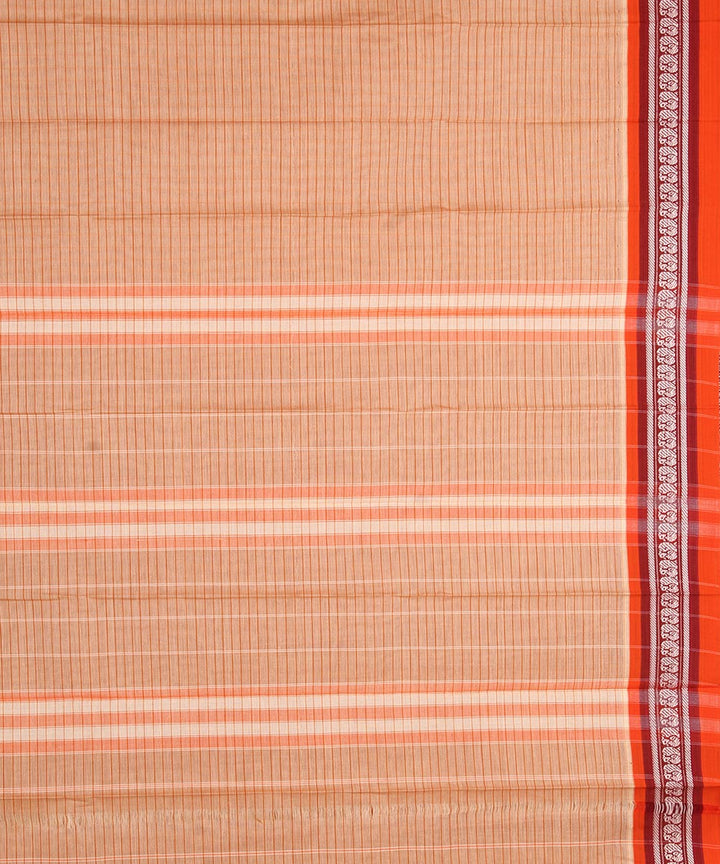 Pale orange cotton handwoven narayanapet saree