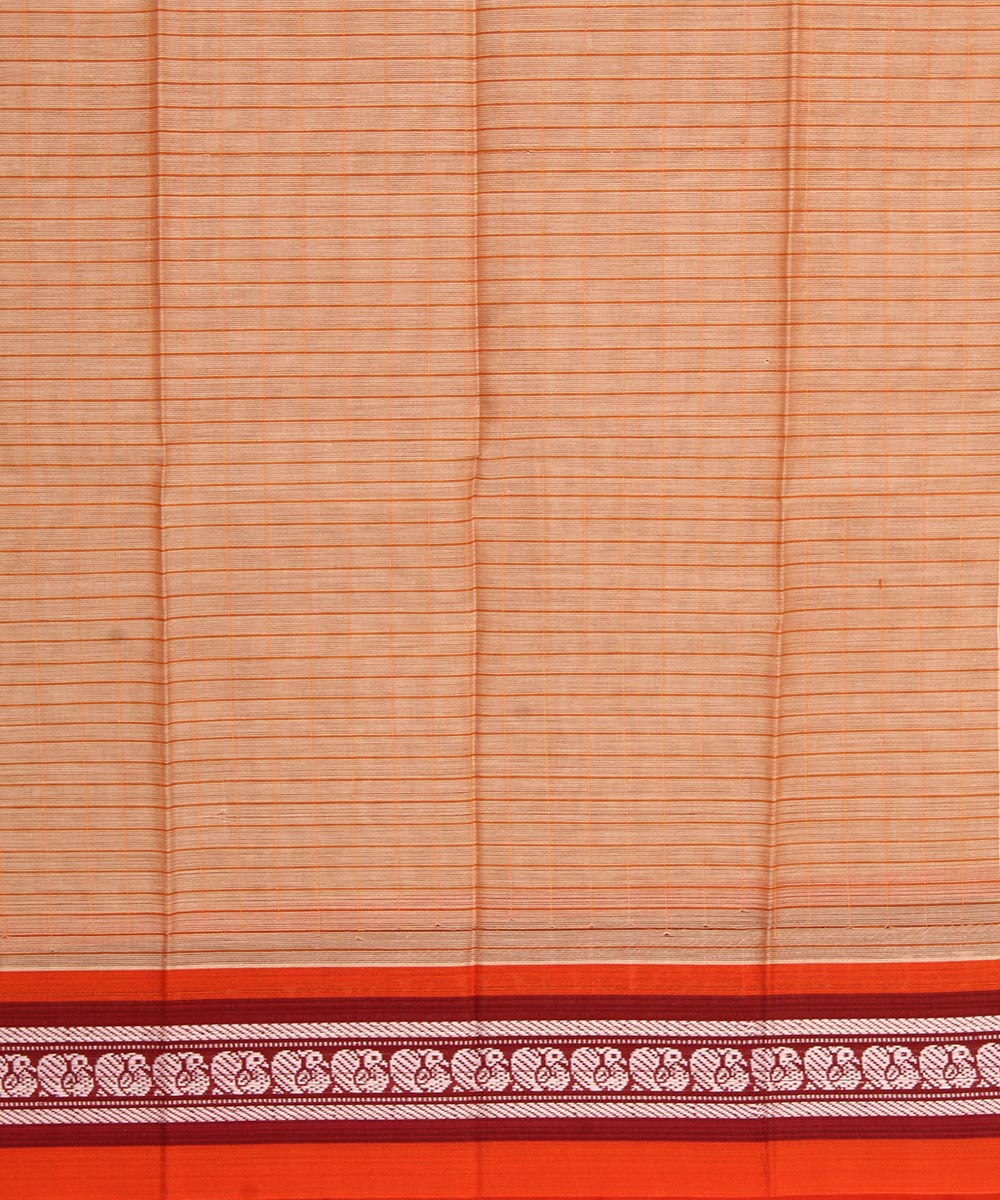 Pale orange cotton handwoven narayanapet saree