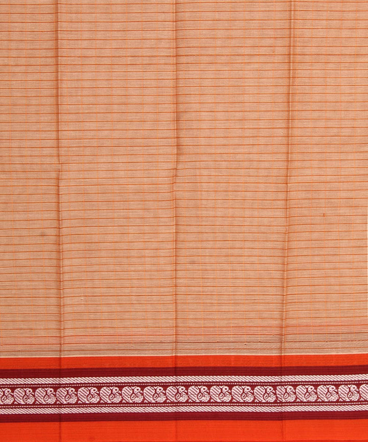 Pale orange cotton handwoven narayanapet saree