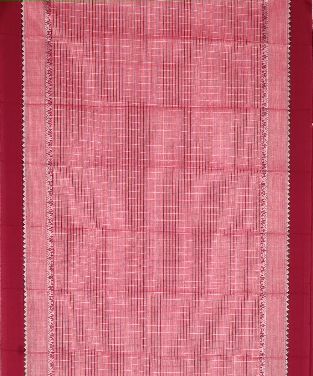 Pale pink maroon cotton handwoven narayanapet saree