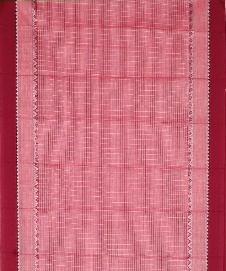 Pale pink maroon cotton handwoven narayanapet saree