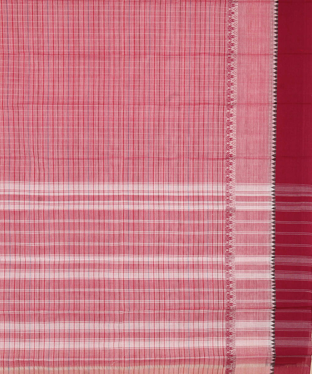 Pale pink maroon cotton handwoven narayanapet saree