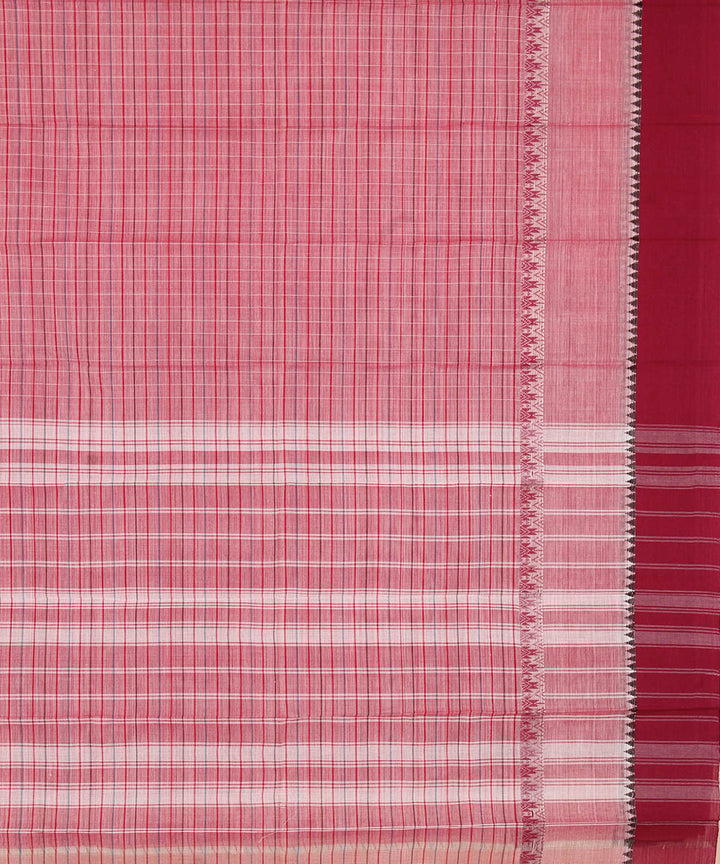 Pale pink maroon cotton handwoven narayanapet saree