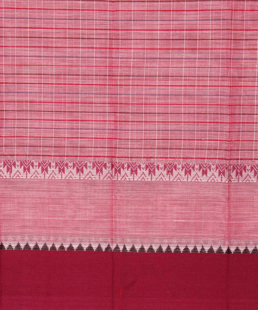 Pale pink maroon cotton handwoven narayanapet saree