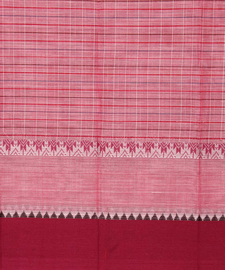 Pale pink maroon cotton handwoven narayanapet saree