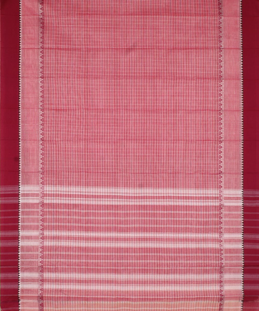 Pale pink maroon cotton handwoven narayanapet saree