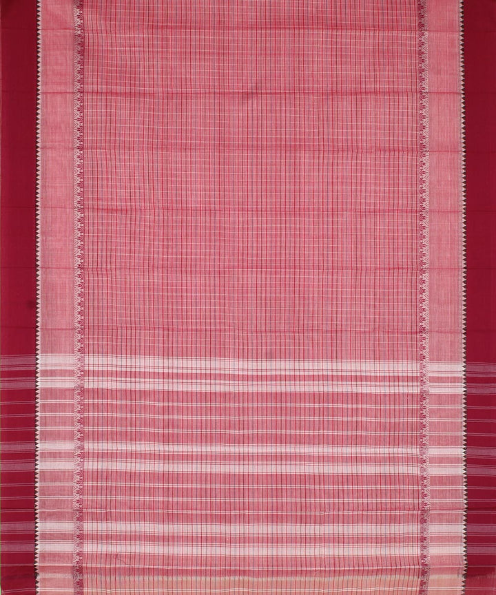 Pale pink maroon cotton handwoven narayanapet saree