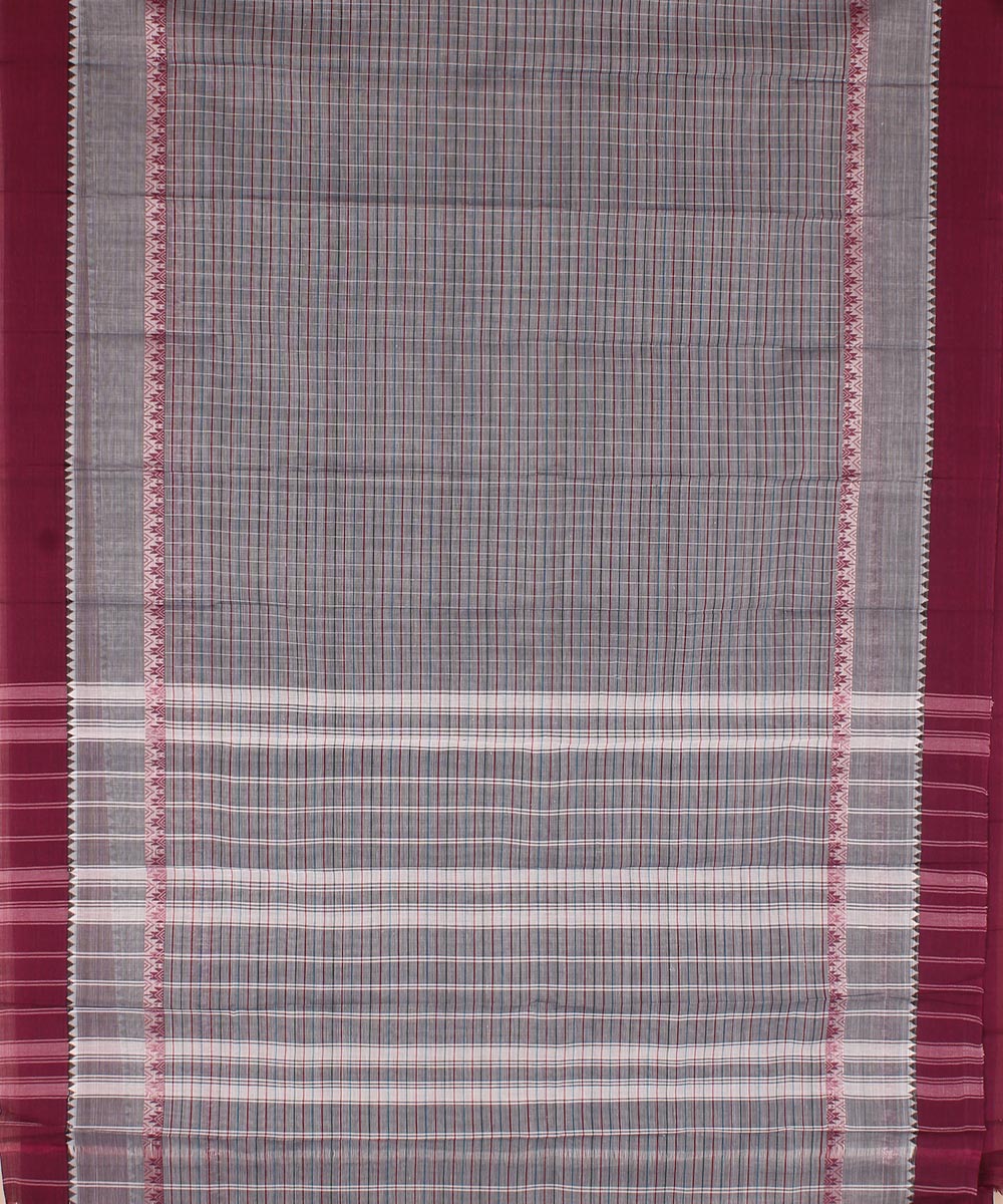 Grey brown cotton handwoven narayanapet saree