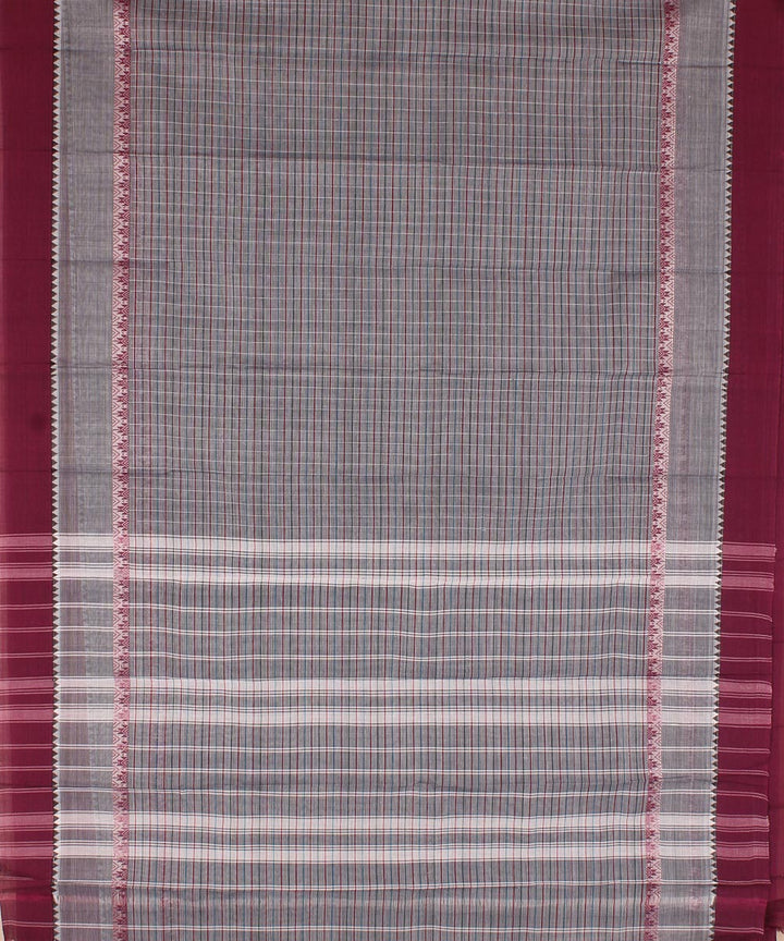 Grey brown cotton handwoven narayanapet saree