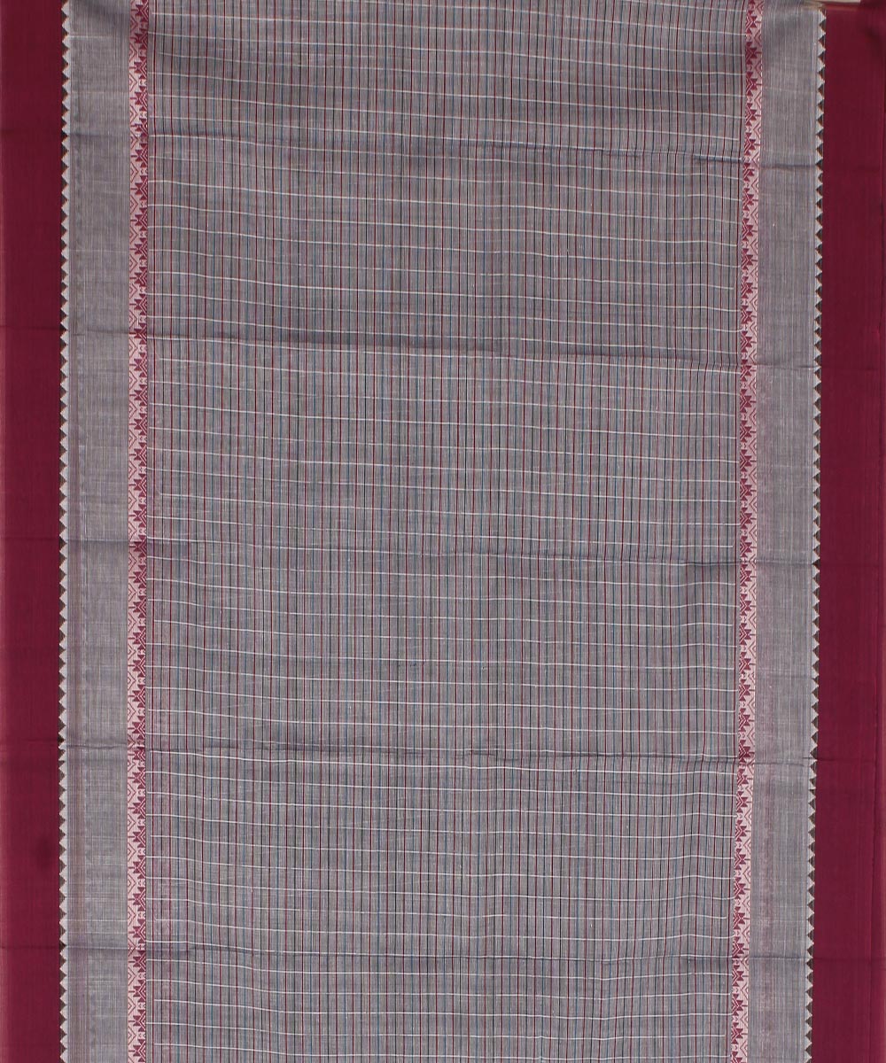 Grey brown cotton handwoven narayanapet saree