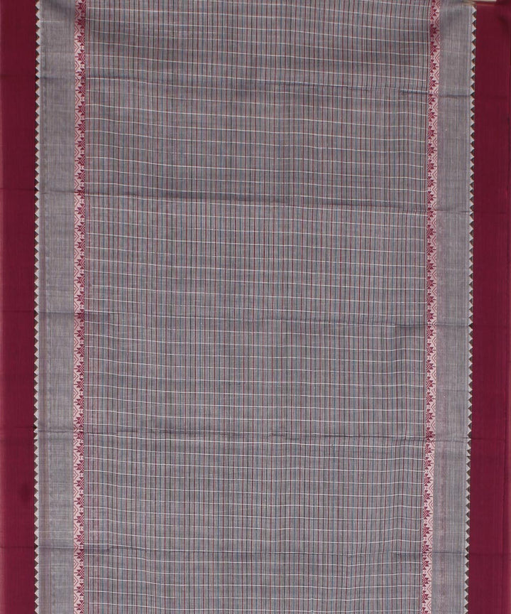 Grey brown cotton handwoven narayanapet saree