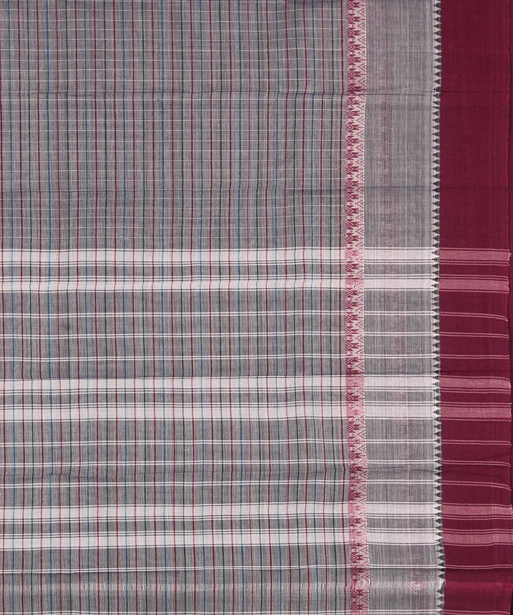 Grey brown cotton handwoven narayanapet saree