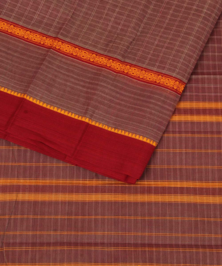 Pale purple maroon cotton handwoven narayanapet saree