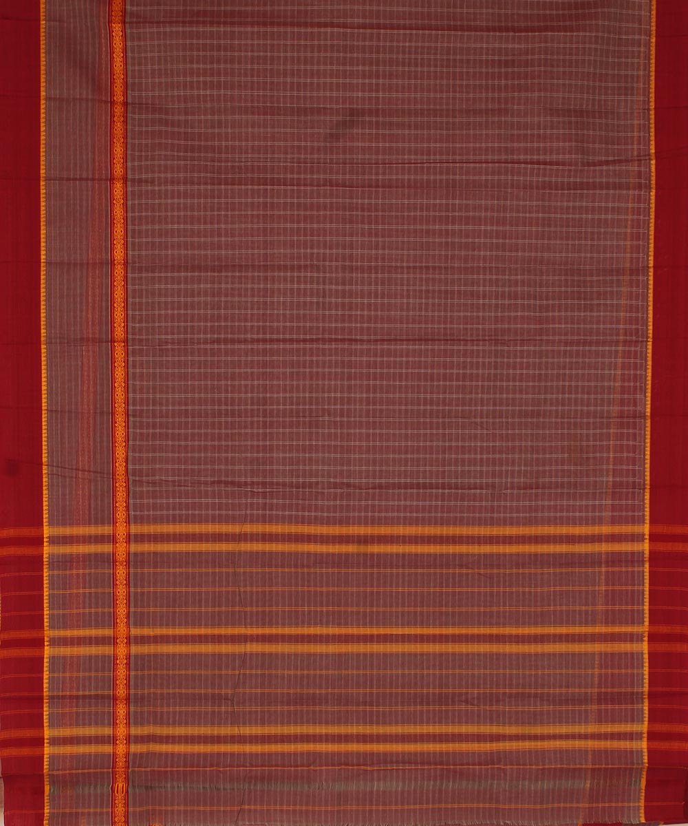 Pale purple maroon cotton handwoven narayanapet saree