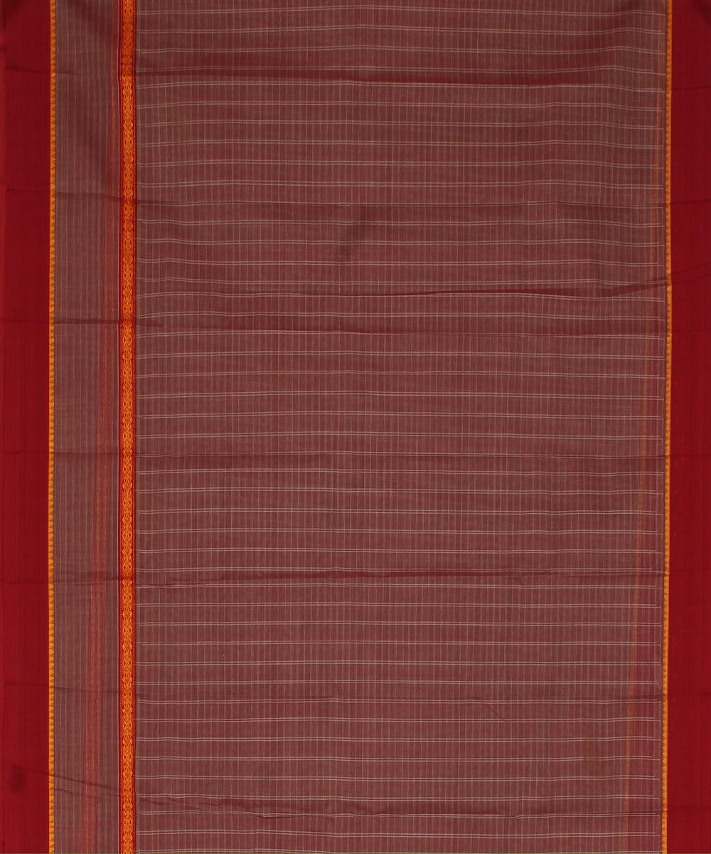 Pale purple maroon cotton handwoven narayanapet saree