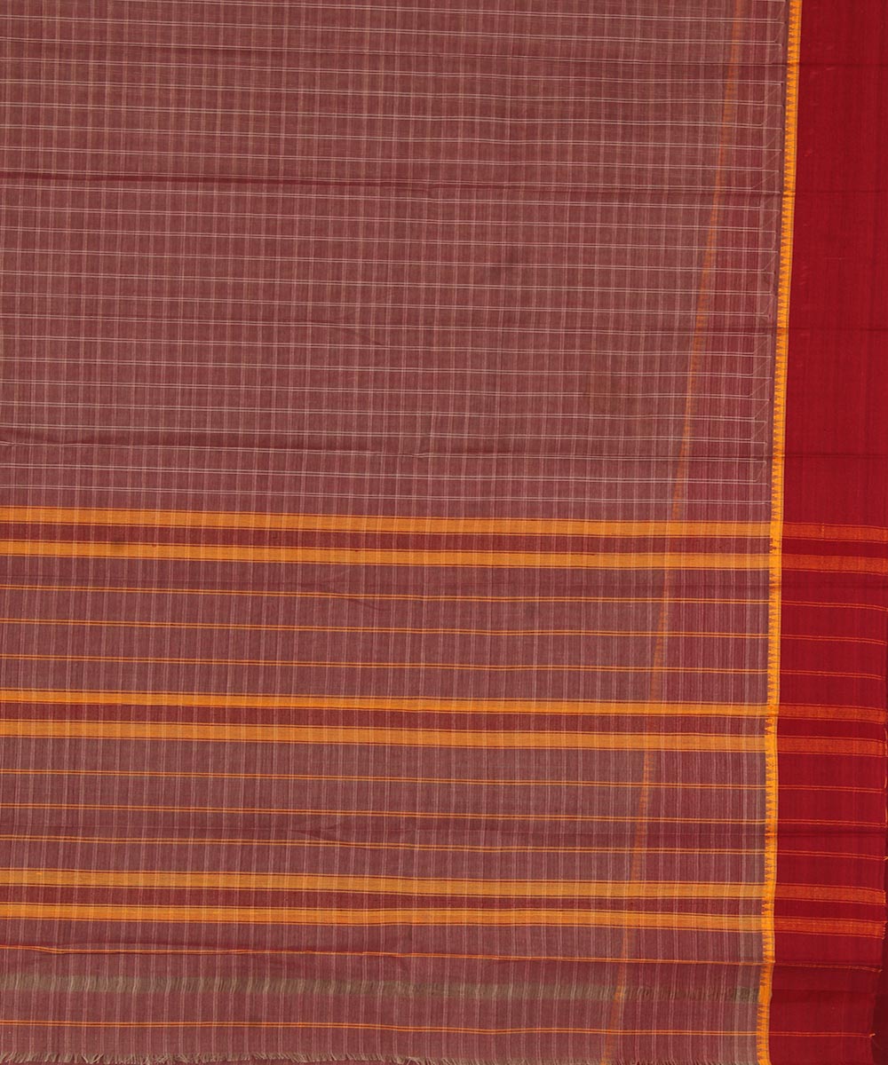 Pale purple maroon cotton handwoven narayanapet saree