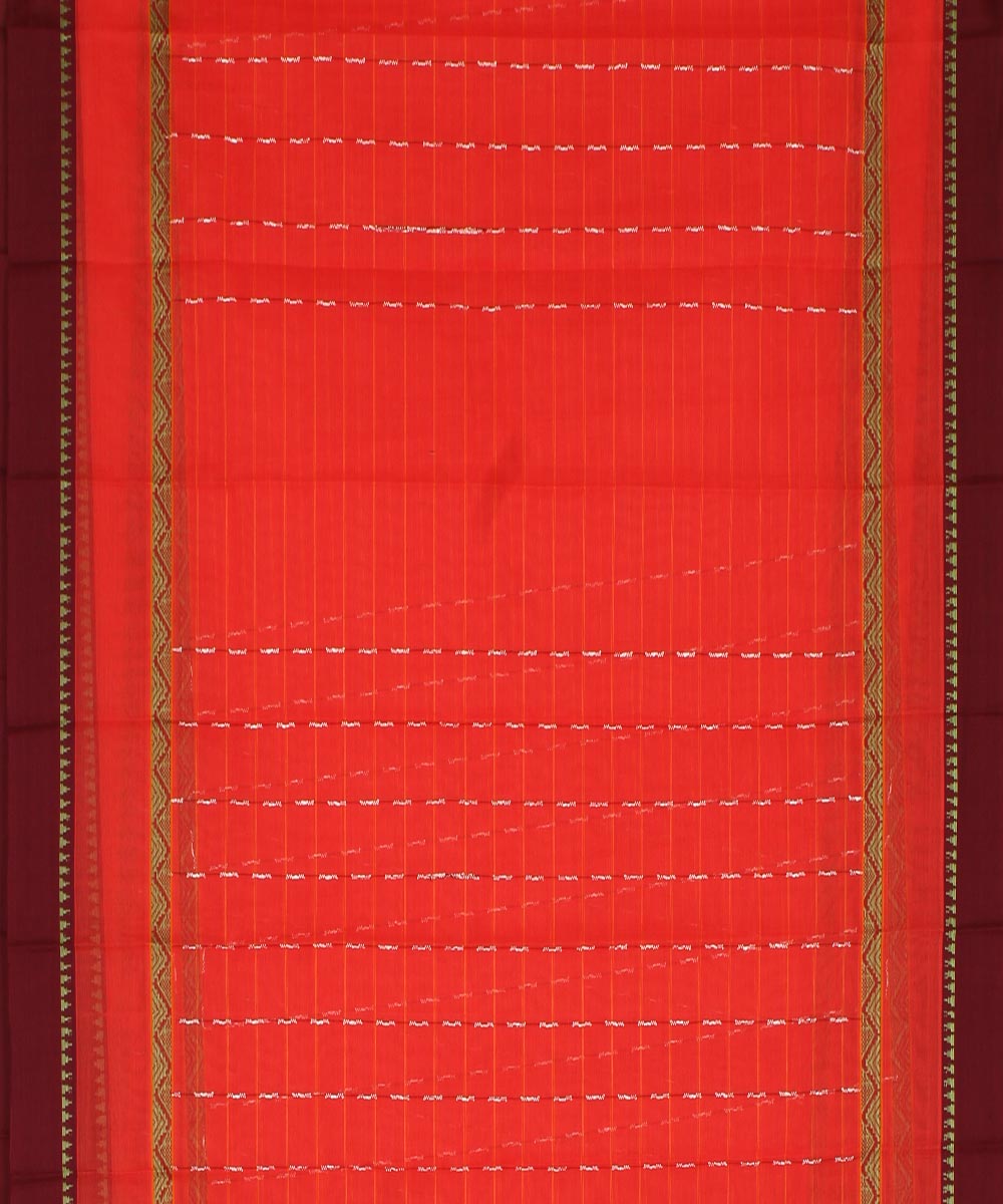 Pinkish orange cotton handwoven narayanapet saree