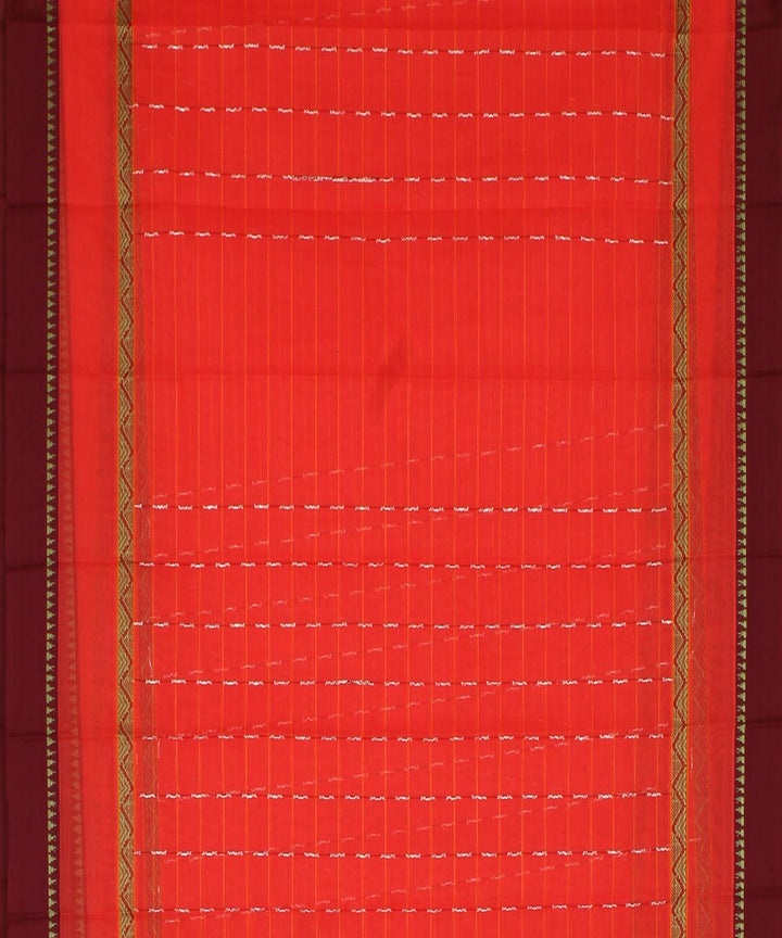 Pinkish orange cotton handwoven narayanapet saree