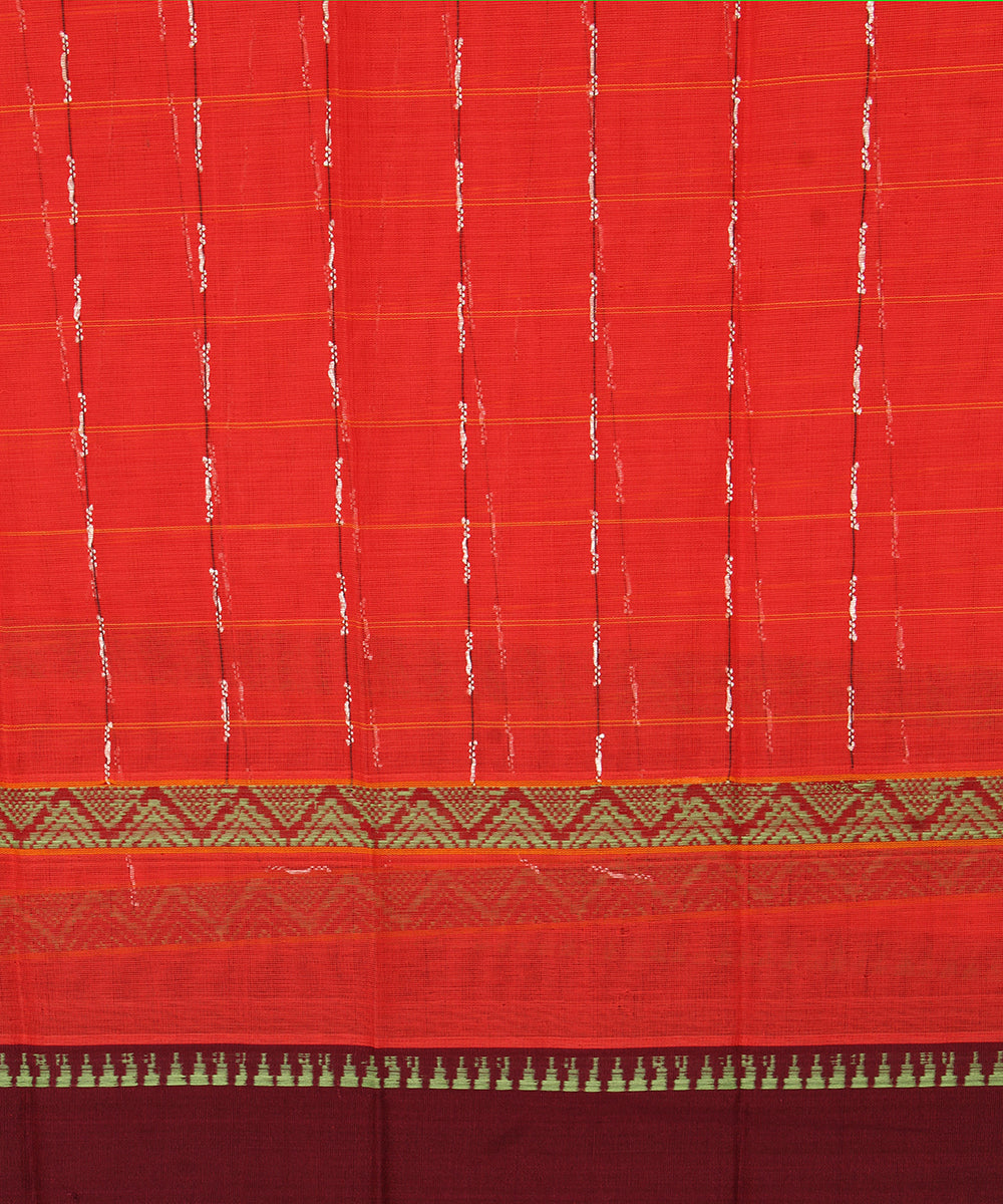 Pinkish orange cotton handwoven narayanapet saree