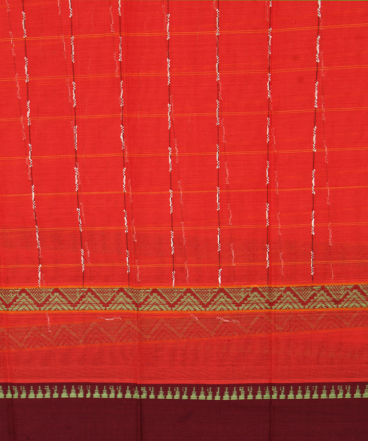 Pinkish orange cotton handwoven narayanapet saree