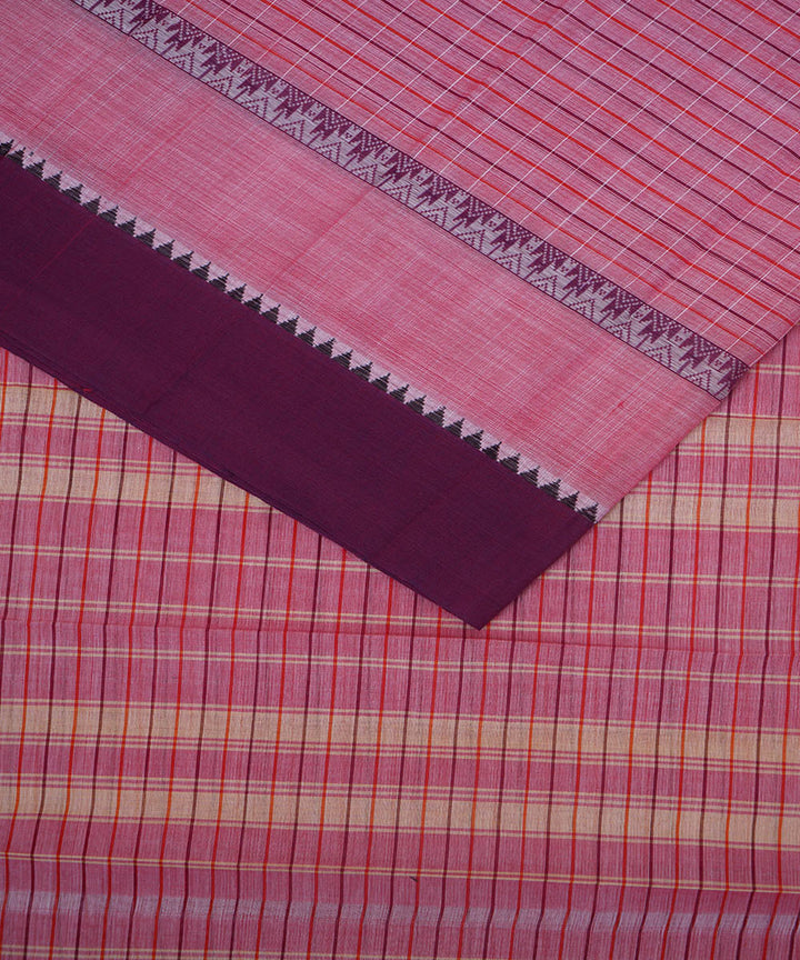 Pink purple cotton handwoven narayanapet saree