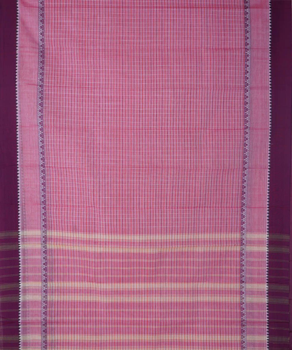 Pink purple cotton handwoven narayanapet saree