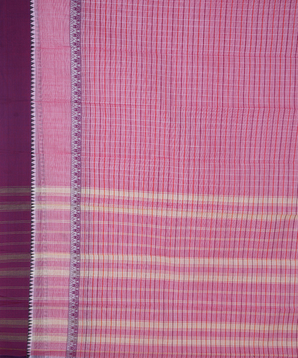 Pink purple cotton handwoven narayanapet saree