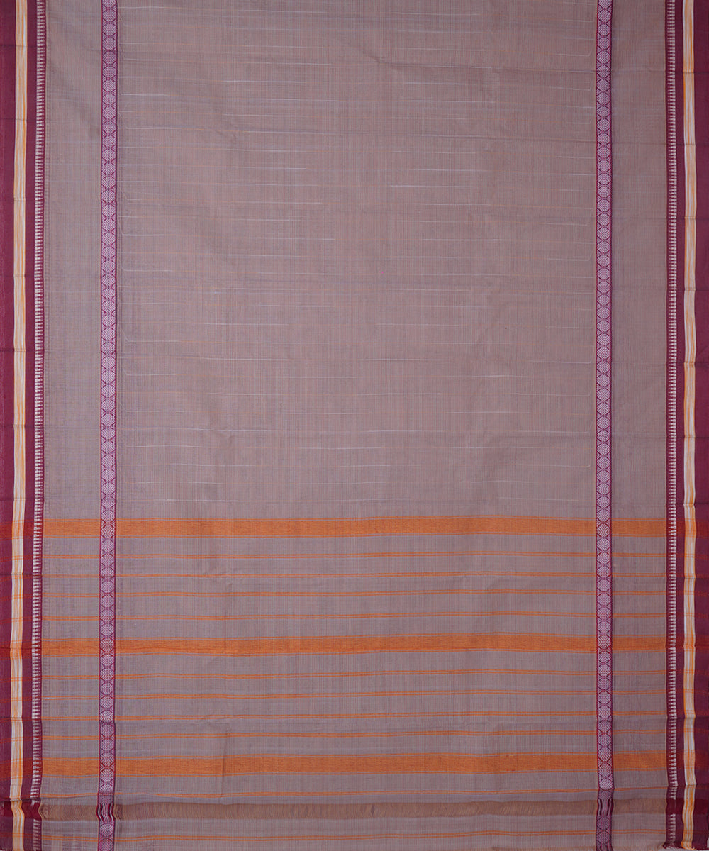 Light grey cotton handwoven narayanapet saree